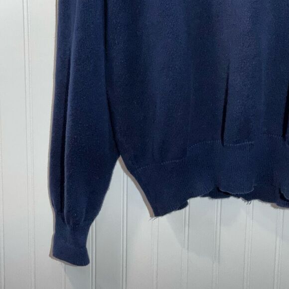 Thane Vintage V-Neck Sweater Womens Large Blue Cuffing Long Sleeve Cabin Classic - Picture 4 of 9